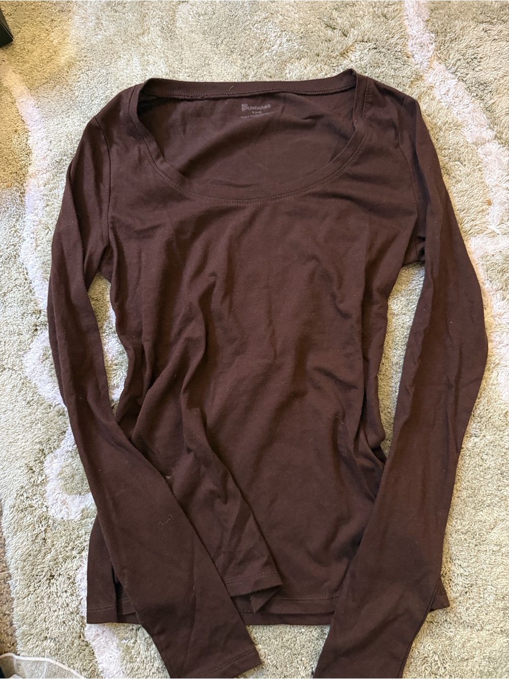 No Boundaries Dark Brown Scoop Neck Long Sleeve Tee
